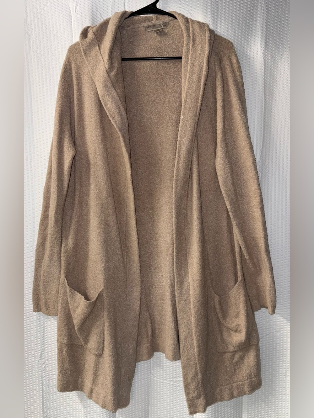 Barefoot Dreams CozyChic Lite Hooded Cardigan in beige Size L/XL